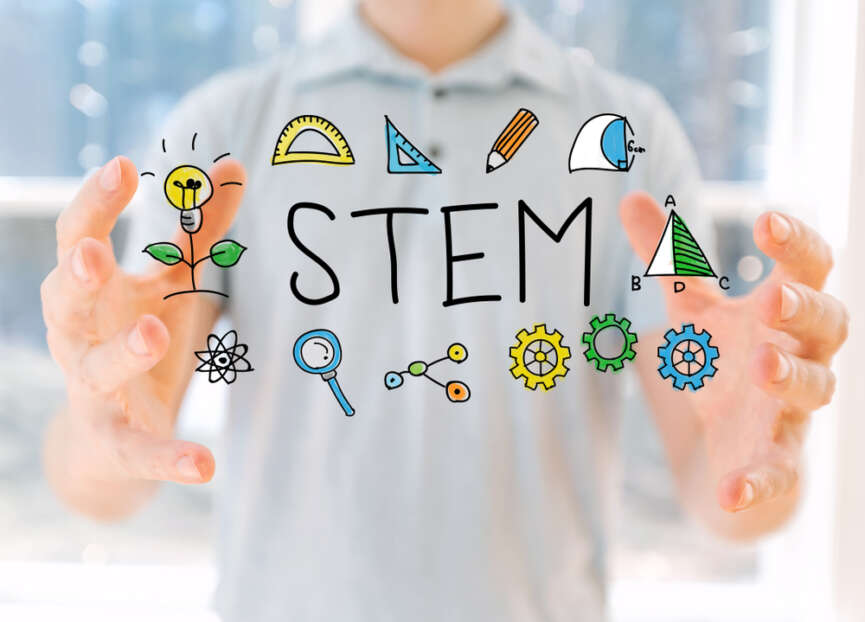 STEM education visual representation by virtual science elements