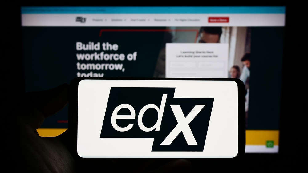 EdX company logo on phone screen